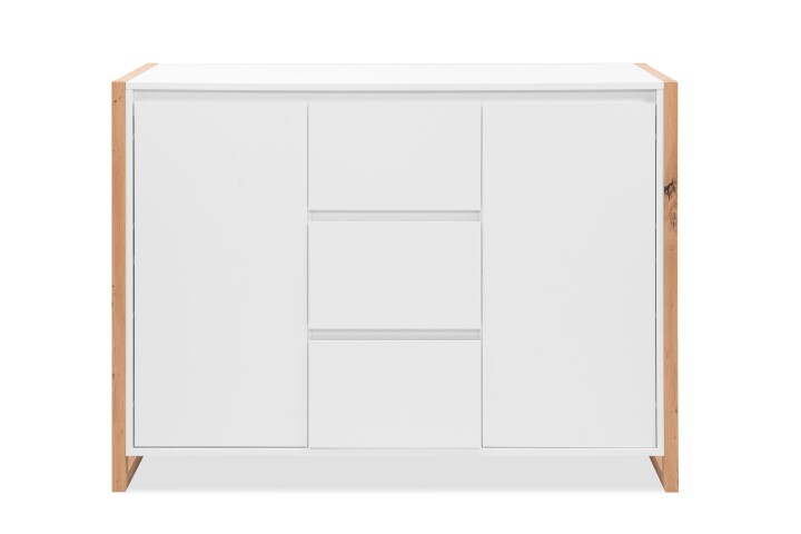 Sideboard >Denver< in weiß / Dekor Artisan Oak - 120x88x40cm (BxHxT)