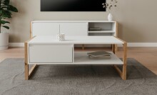 Couchtisch >Denver< in weiß / Dekor Artisan Oak - 100x40x55cm (BxHxT)