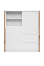 Highboard >Denver< in weiß / Dekor Artisan Oak - 120x139x40cm (BxHxT)