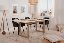 Kulissen-Esstisch >Denver< ausziehbar auf 200 cm, weiß / Dekor Artisan Oak - 160x75x90cm (BxHxT)