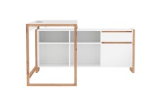 Eckschreibtisch >Denver< in weiß / Dekor Artisan Oak - 139x75x139cm (BxHxT)
