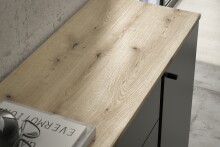 Sideboard >Kandoo< in Anthrazit / Evoke Oak Dekor - 225x89x38 (BxHxT)