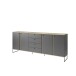 Sideboard >Kandoo< in Anthrazit / Evoke Oak Dekor - 225x89x38 (BxHxT)