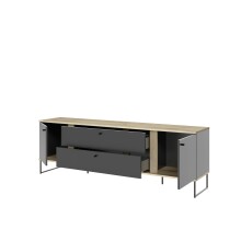 Lowboard >Kandoo< in Anthrazit / Evoke Oak Dekor - 180x59x38 (BxHxT)