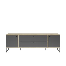 Lowboard >Kandoo< in Anthrazit / Evoke Oak Dekor - 180x59x38 (BxHxT)
