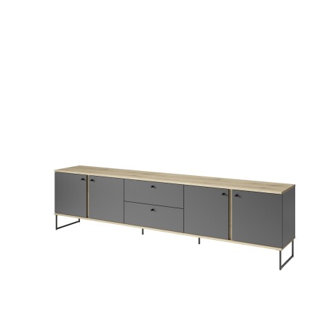 Lowboard >Kandoo< in Anthrazit / Evoke Oak Dekor - 225x59x38 (BxHxT)