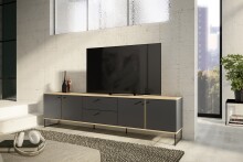 Lowboard >Kandoo< in Anthrazit / Evoke Oak Dekor - 225x59x38 (BxHxT)