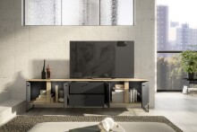 Lowboard >Kandoo< in Anthrazit / Evoke Oak Dekor - 225x59x38 (BxHxT)