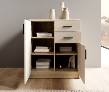 Kommode >Nelly< in Artisan Eiche Dekor / Cashmere - 74x86x50cm (BxHxT)