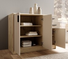 Kommode >Nelly< in Artisan Eiche Dekor / Cashmere - 109x86x50cm (BxHxT)