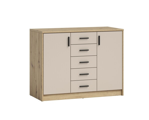 Kommode >Nelly< in Artisan Eiche Dekor / Cashmere - 109x86x50cm (BxHxT)