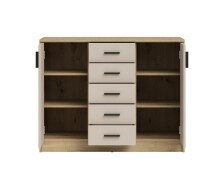 Kommode >Nelly< in Artisan Eiche Dekor / Cashmere - 109x86x50cm (BxHxT)