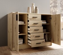 Kommode >Nelly< in Artisan Eiche Dekor - 109x86x50cm (BxHxT)