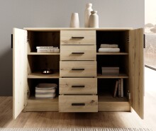 Kommode >Nelly< in Artisan Eiche Dekor - 109x86x50cm (BxHxT)