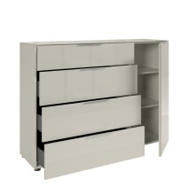 Sideboard >Santorin< Glasfronten, in Kaschmir - 135x99x40cm (BxHxT)