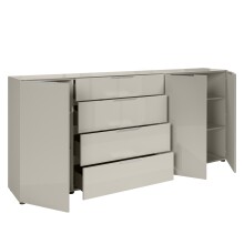 Sideboard >Santorin< Glasfronten in Kaschmir - 226x99x40cm (BxHxT)