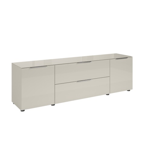 Lowboard >Santorin< Glasfronten, in Kaschmir - 180x55x40cm (BxHxT)