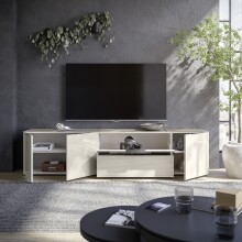 Lowboard >Santorin< Glasfronten in Kaschmir - 226x55x40cm (BxHxT)