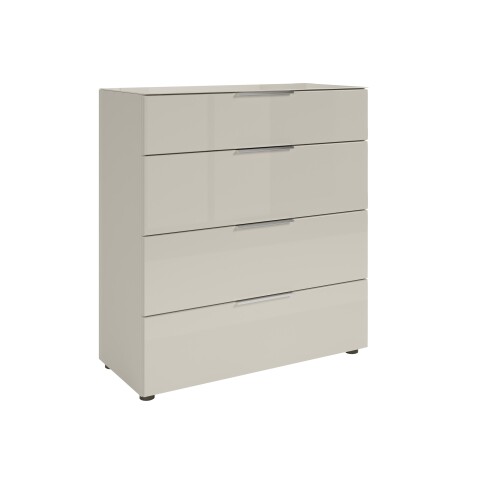 Schubkastenkommode >Santorin< Glasfronten in Kaschmir - 90x99x40cm (BxHxT)