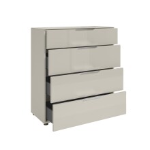 Schubkastenkommode >Santorin< Glasfronten in Kaschmir - 90x99x40cm (BxHxT)