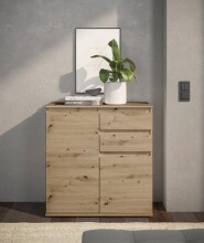 Kommode >Brest< 2 Türen, 2 Schübe, Artisan Dekor - 60x84x35cm (BxHxT)