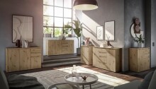 Sideboard >Brest< 3 Türen, 4 Schübe, Artisan Dekor - 160x84x35cm (BxHxT)