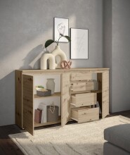 Sideboard >Brest< 3 Türen, 4 Schübe, Artisan Dekor - 160x84x35cm (BxHxT)