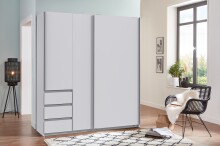 Schwebetürenschrank >Stade< 3 Schübe, in WEISS - 168x198x63cm (BxHxT)