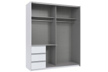 Schwebetürenschrank >Stade< 3 Schübe, in WEISS - 168x198x63cm (BxHxT)