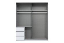 Schwebetürenschrank >Stade< 3 Schübe, in WEISS - 168x198x63cm (BxHxT)