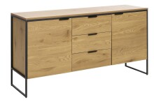 Sideboard >CESURA< in Eiche, schwarz, Melamin, Metall - 155x80,6x45cm (BxHxT)