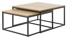 Satztisch >CESURA< (2er Set) in Eiche-Dekor, schwarz - 68/35/68 cm / 75/40/75 cm (B/H/T)