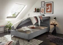 Boxbett >ANDON 1< Liegefläche 120x200cm, Bezug ash - 121x102x210cm (BxHxT)