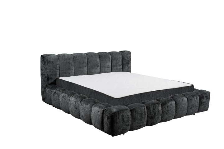 Polsterbett >BEXLEY 9Z< 180x200 cm Liegefläche, Bezug in black - 226x103x245cm (BxHxT)