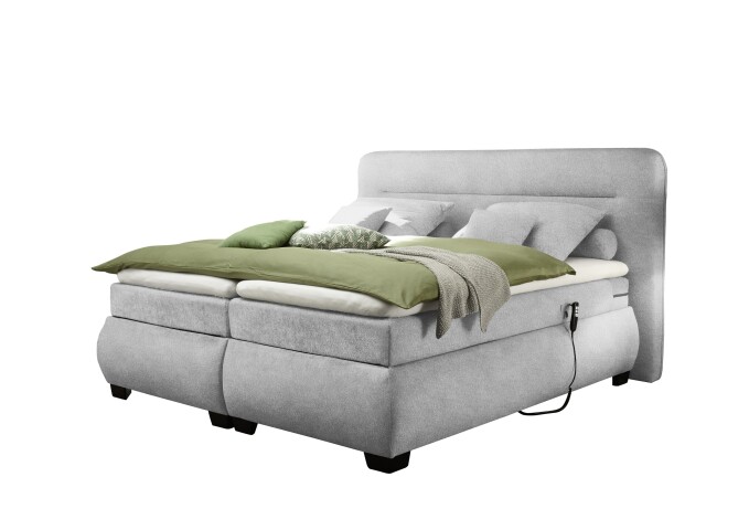 Boxspringbett >EVOLUTION< Liegefläche 180x200cm, Motorverstellung, silver - 210x122x220 (BxHxT)