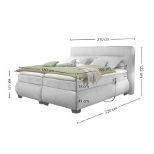 Boxspringbett >EVOLUTION<  Liegefläche 180x200cm, Motorverstellung, schlamm - 210x122x220 (BxHxT)