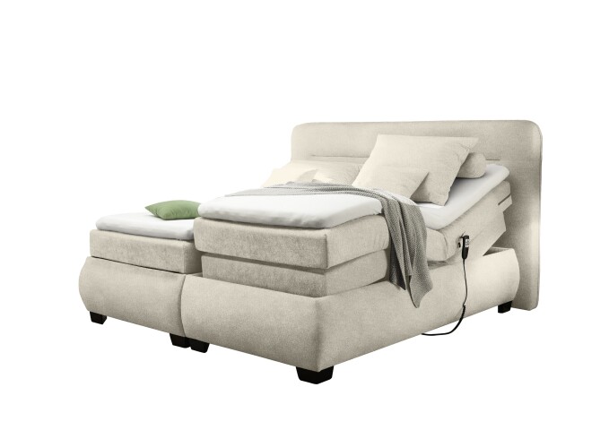 Boxspringbett >EVOLUTION< Liegefläche 180x200cm, mit Motorverstellung sand - 210x122x220 (BxHxT)
