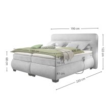 Boxspringbett >EVOLUTION< Liegefläche 160x200cm, Motor, Bezug dark grey - 190x122x220 (BxHxT)