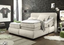 Boxspringbett >EVOLUTION< Liegefläche 160x200cm, Motorverstellung, sand - 190x122x220 (BxHxT)