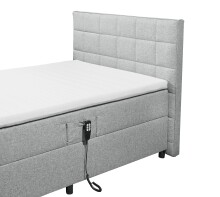 Boxbett >Mariborsko< Liegefläche 120x200 cm, Motor, Bezug silver - 131x112x210cm (BxHxT)