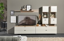 Lowboard >Ina< Hänge/Stand-TV-Board, in Cashmere / Riva Eiche Dekor - 140x51/62x44cm (BxHxT)