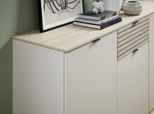 Wohnwand >Ina< (5-teilig) in Cashmere / Riva Eiche Dekor - 320x200x44cm (BxHxT)