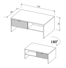Couchtisch >Ina< in Cashmere / Riva Eiche Dekor, Spanplattte - 110x44x65 (BxHxT)