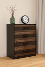 Schubkastenkommode >Texas< in schwarzstahl / texas oak - 60x97x41 (BxHxT)