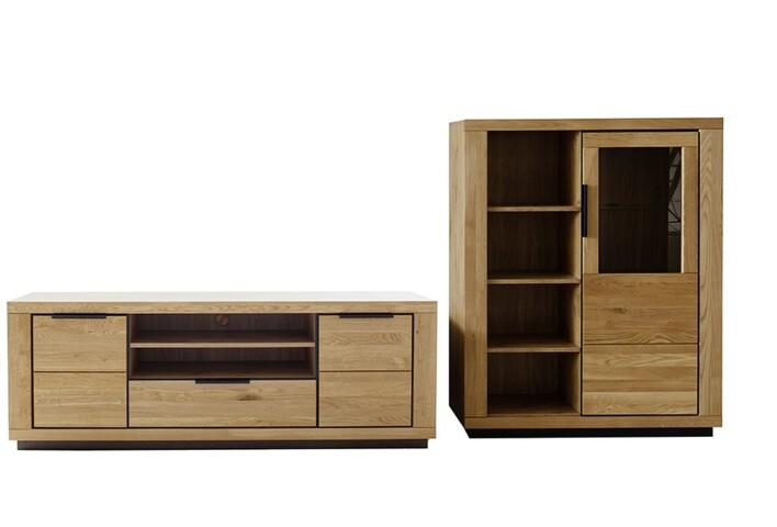 Wohnwand >Greno< (2-teilig) in Wildeiche - 295x142x54 (BxHxT)