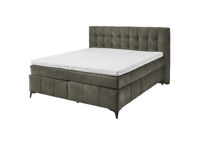 Boxspringbett >Oregon< Liegefläche 180x200 cm, H3/H4, in dunkelbraun - 200x121x210 (BxHxT)