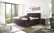 Boxspringbett >Oregon< Liegefläche 180x200 cm, H3/H4, in violett - 200x121x210cm (BxHxT)