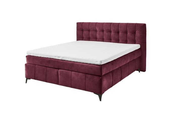 Boxspringbett >Oregon< Liegefläche 180x200 cm, H3/H4, in rot - 200x121x210cm (BxHxT)