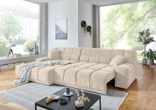 Polstergarnitur >Lomyl< Motor-Sitztiefenverstellung, Aragon 03 beige - 309x82x196cm (BxHxT)