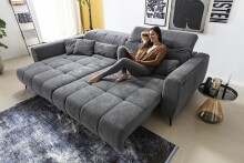 Polstergarnitur >Luddi< Sitz + Kopfteilverstellung, dunkelgrau  - 286x80x203cm (BxHxT)